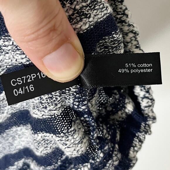 Limited Women's Knit Top S Blue & White Striped Drawstring Blouson Short Sleeve - Picture 10 of 11